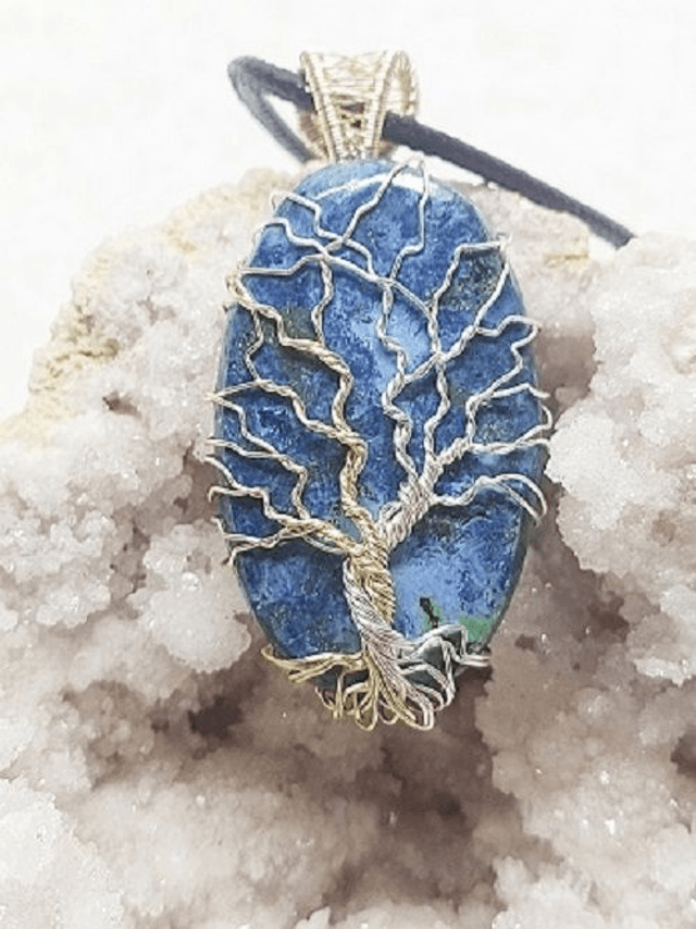 ARBRE DE VIE CUIVRE SUR AZURITE CRYSOCOLE