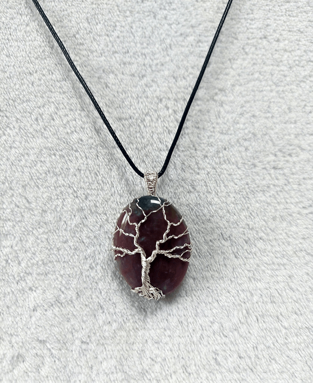 ARBRE DE VIE ARGENTE SUR AGATE INDIENNE