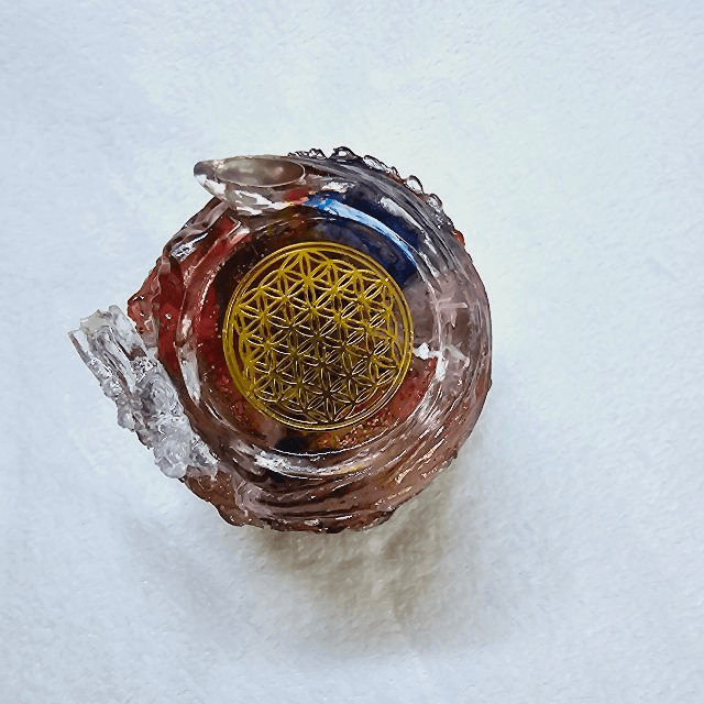 Orgonite  dragon  support bougie fleur de vie
