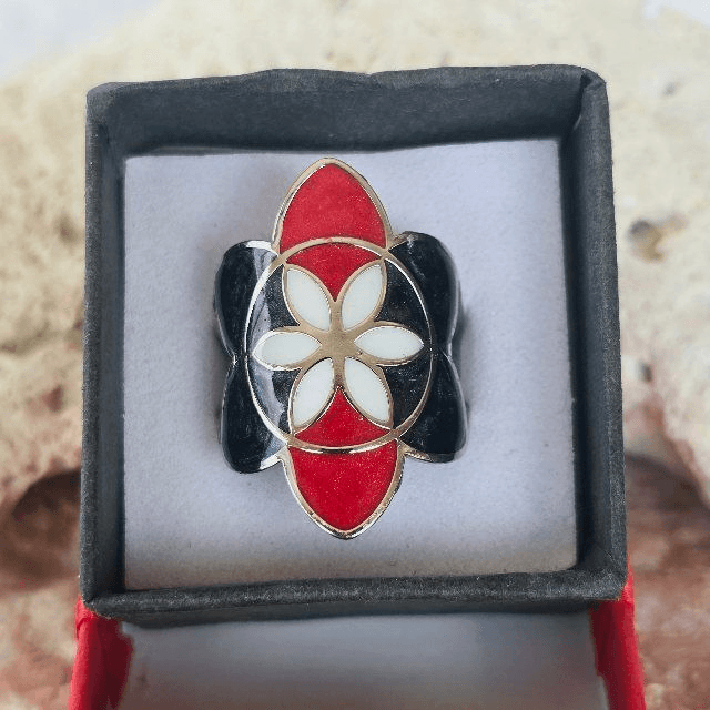 Bague graine de vie rouge noir stade toulousain