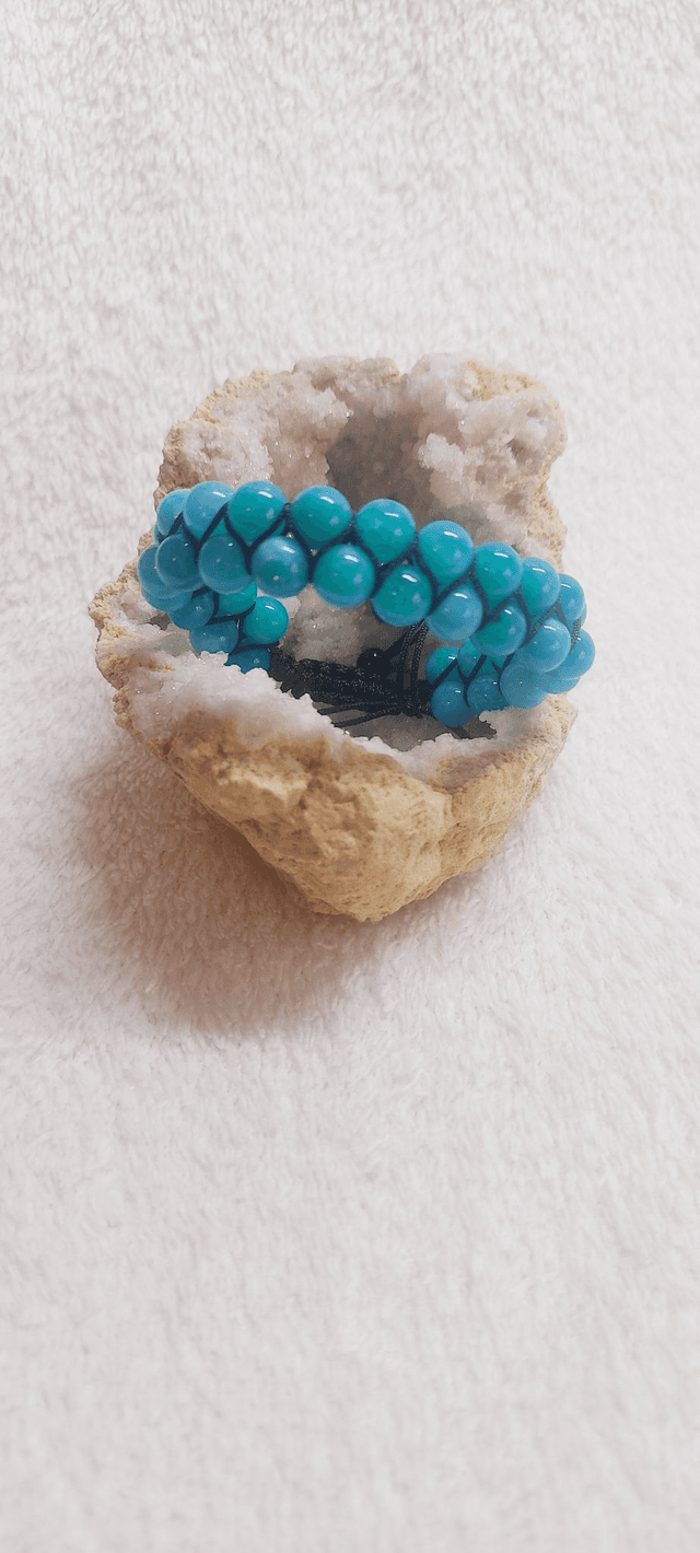 Bracelet double en amazonite bleu